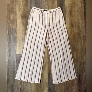 Theory Striped Linen Wide-Leg Pants